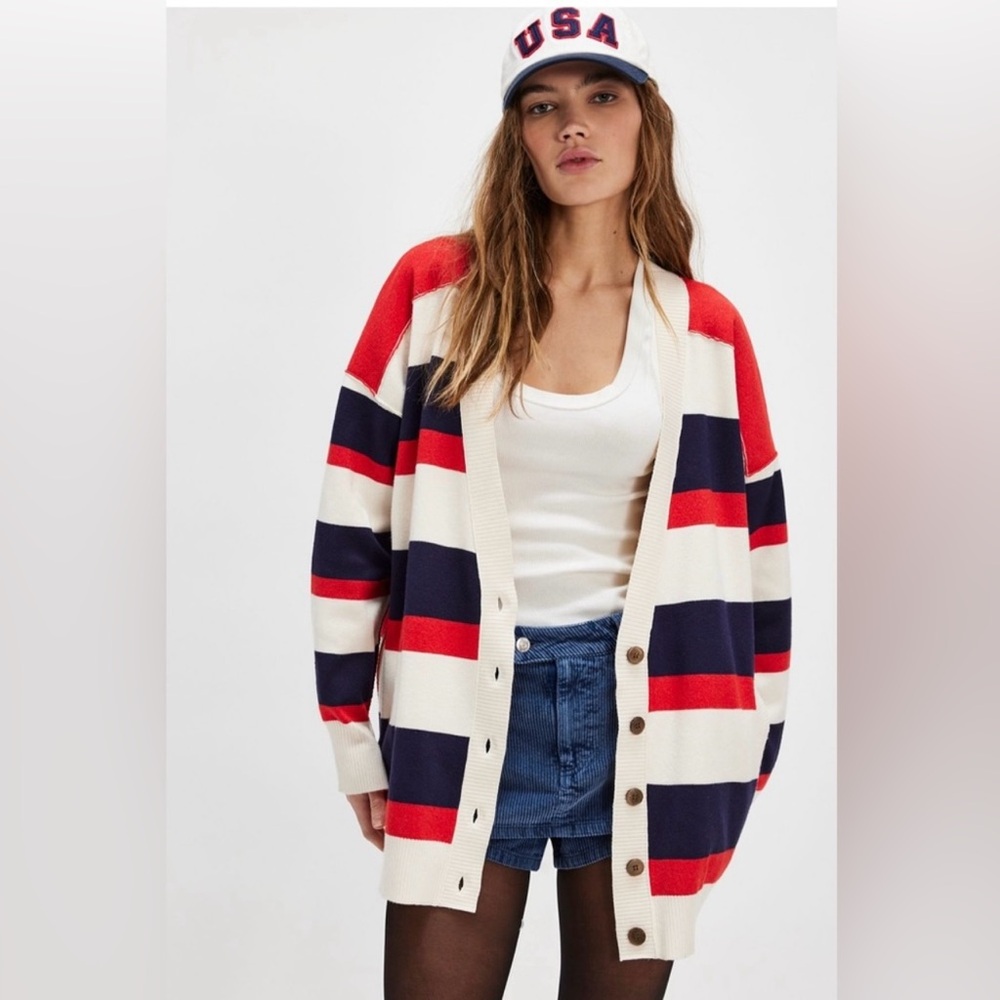 FREE PEOPLE  League Of Her Own Striped Cardigan
